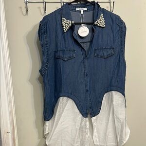 Dolce Vita Denim and White Layered Top